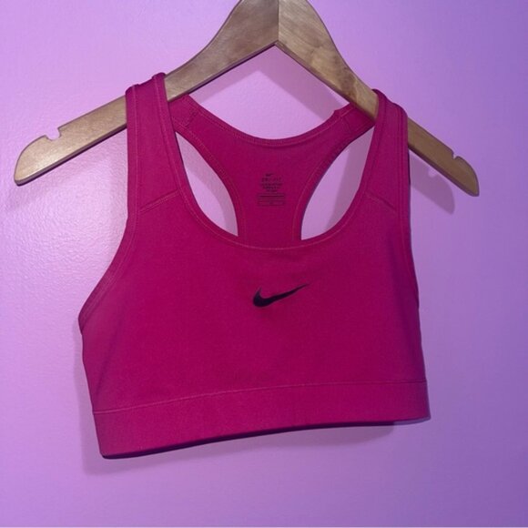 Nike Sports Bra Women’s Size Medium Pink Magenta‎ Swoosh Logo Racerback - Picture 3 of 6